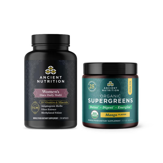 Multivitamínico para mujeres y polvo de supergreens mango