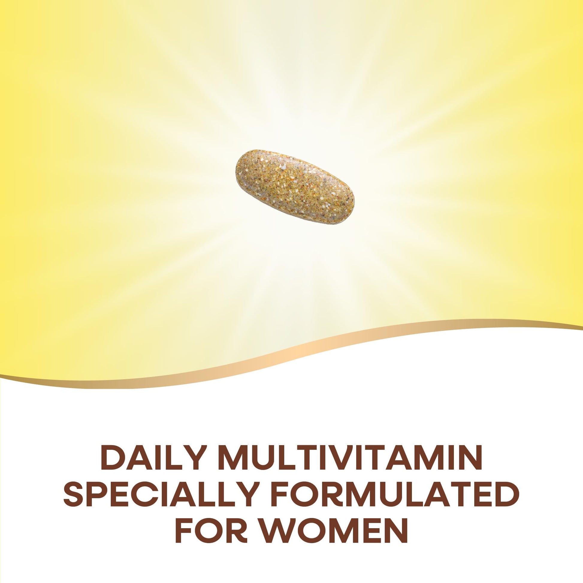 Tableta diaria de multivitamínico para mujeres en fondo brillante.