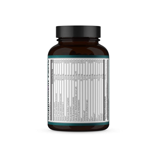 Multivitamínico para mujeres vista trasera de ingredientes