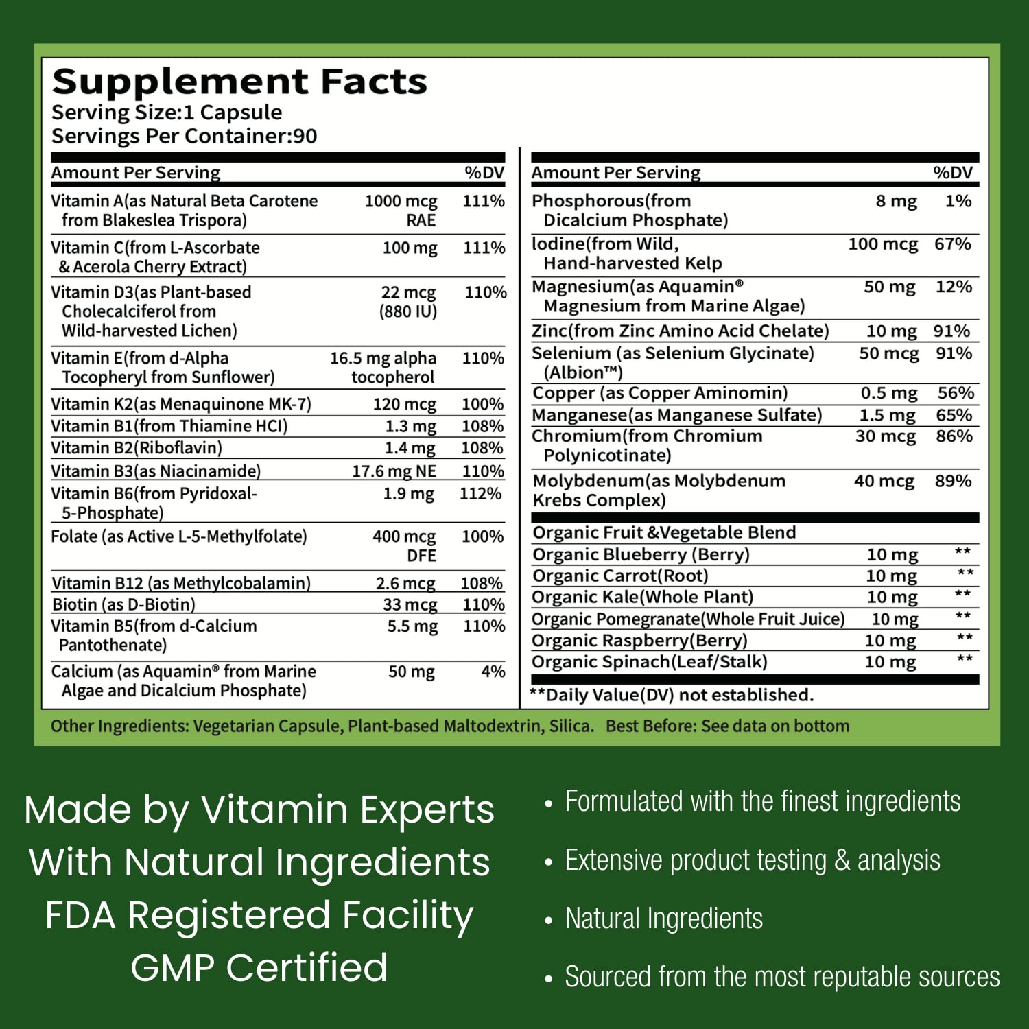 Multivitamínico natural Grow para salud masculina.