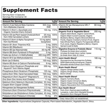 multivitamínico Naturelo con ingredientes veganos