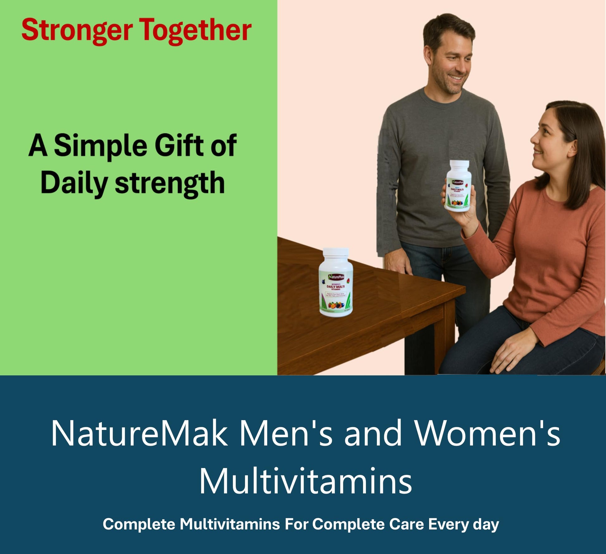 Multivitamínico NatureMak para una apariencia saludable masculina.