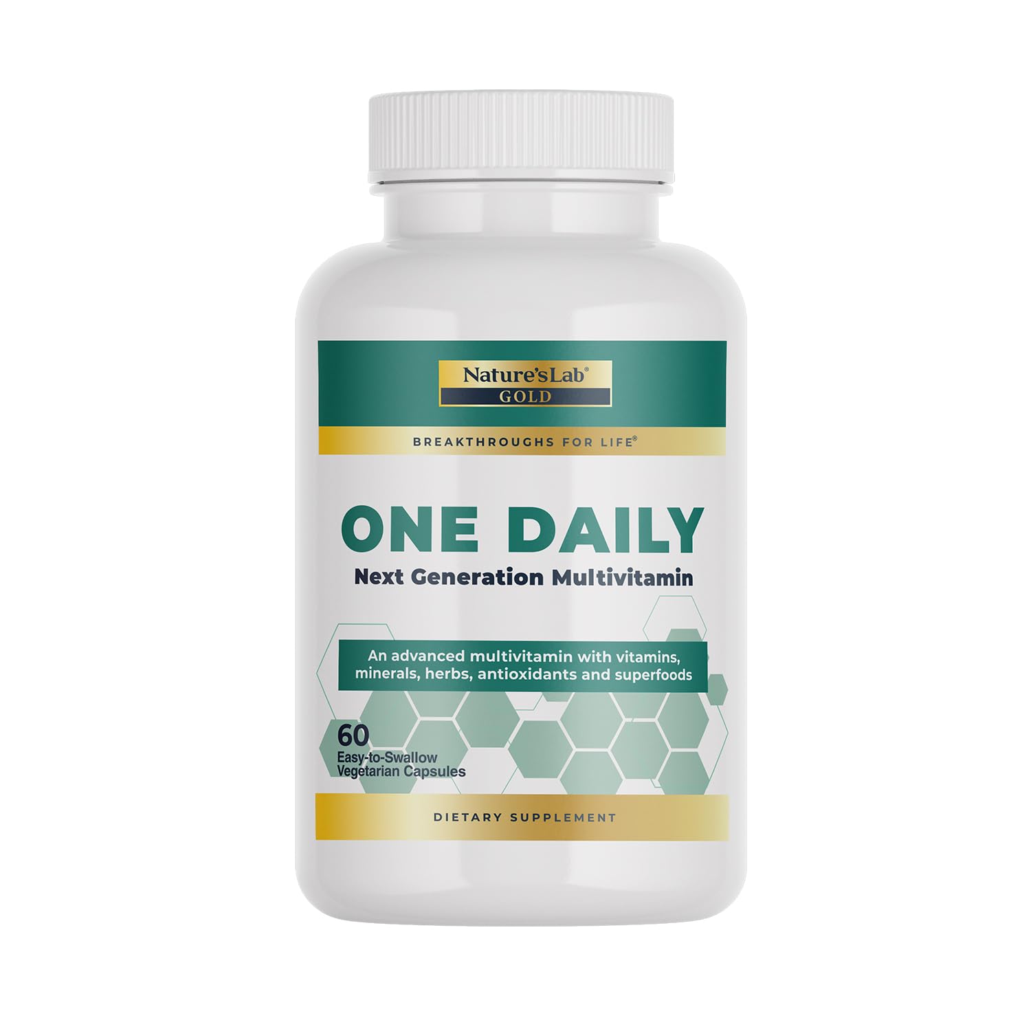 Nature's Lab Gold One Daily en botella blanca