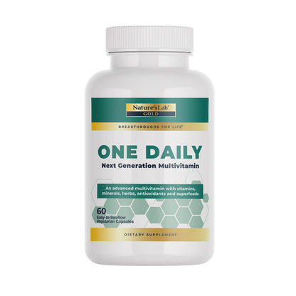 Nature's Lab Gold One Daily en botella blanca