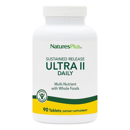 Envase del multivitamínico NaturesPlus Ultra II con 90 tabletas