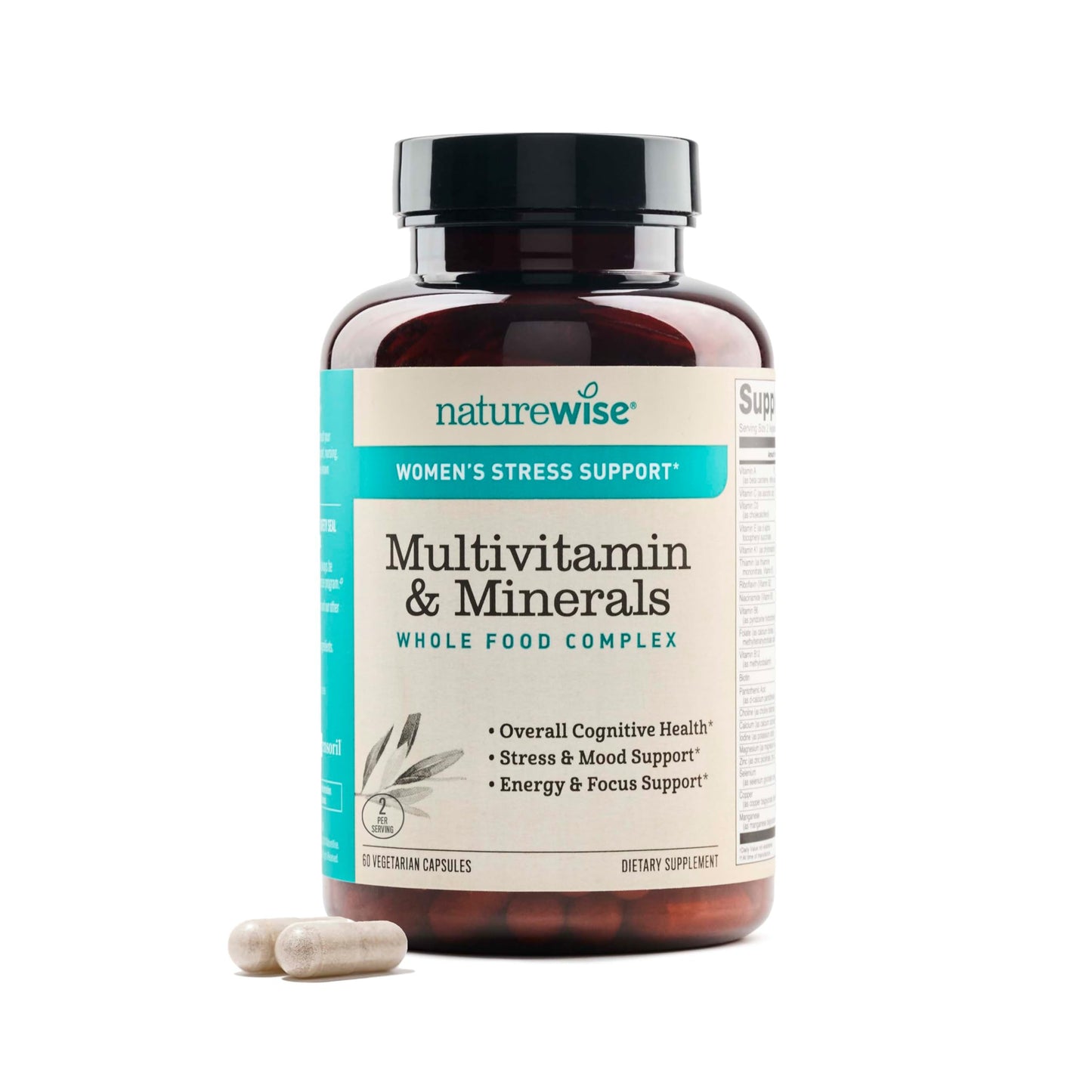 Botella de multivitamínico NatureWise para mujeres con apoyo al estrés
