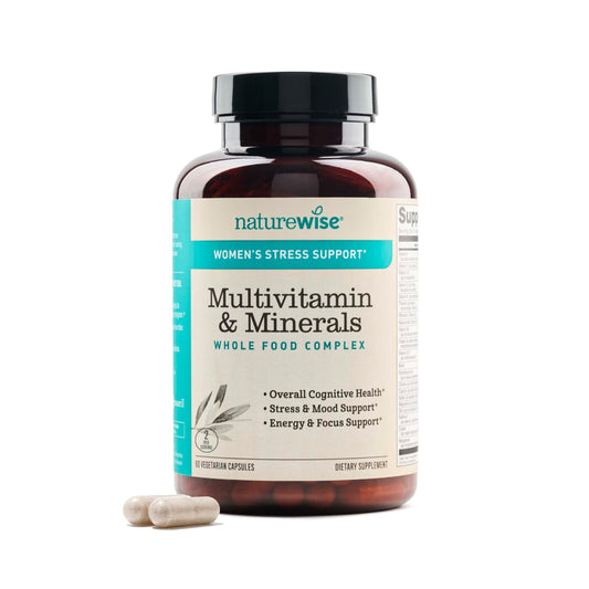 Botella de multivitamínico NatureWise para mujeres con apoyo al estrés
