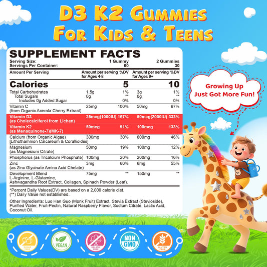 Multivitamínico niños D3 K2 calcio magnesio zinc