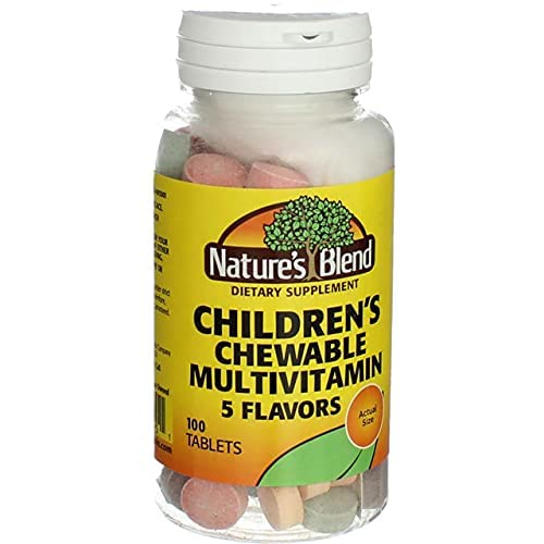 Multivitamínico de Nature's Blend para niños, vista lateral del frasco