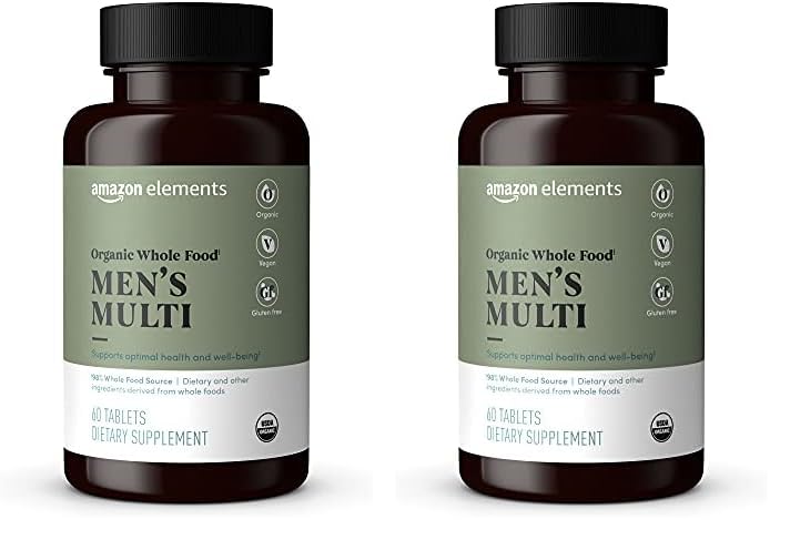 Botellas de multivitamínico orgánico para hombres Amazon Elements