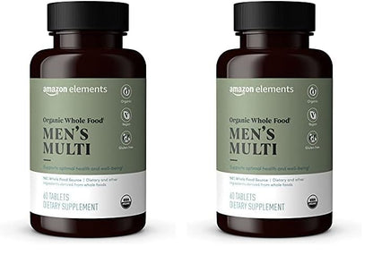 Botellas de multivitamínico orgánico para hombres Amazon Elements