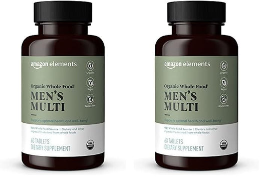 Botellas de multivitamínico orgánico para hombres Amazon Elements