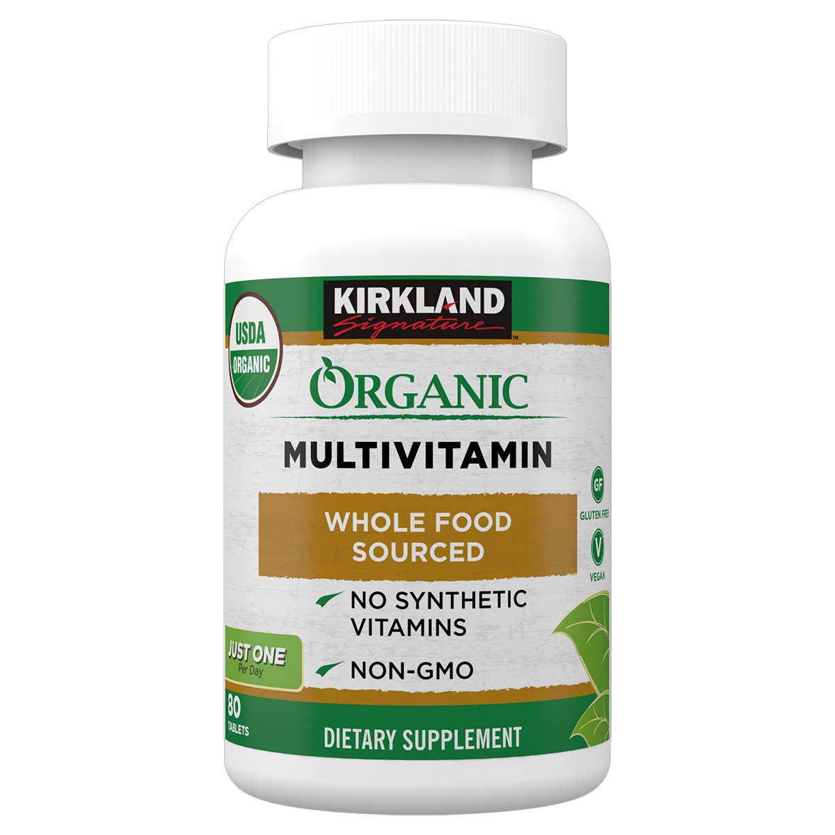 Botella de multivitamínico orgánico KIRKLAND 80 comprimidos