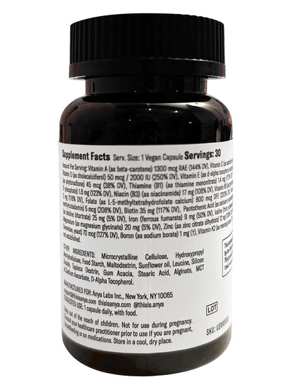 Multivitamínico postnatal ANYA suplemento sin alérgenos