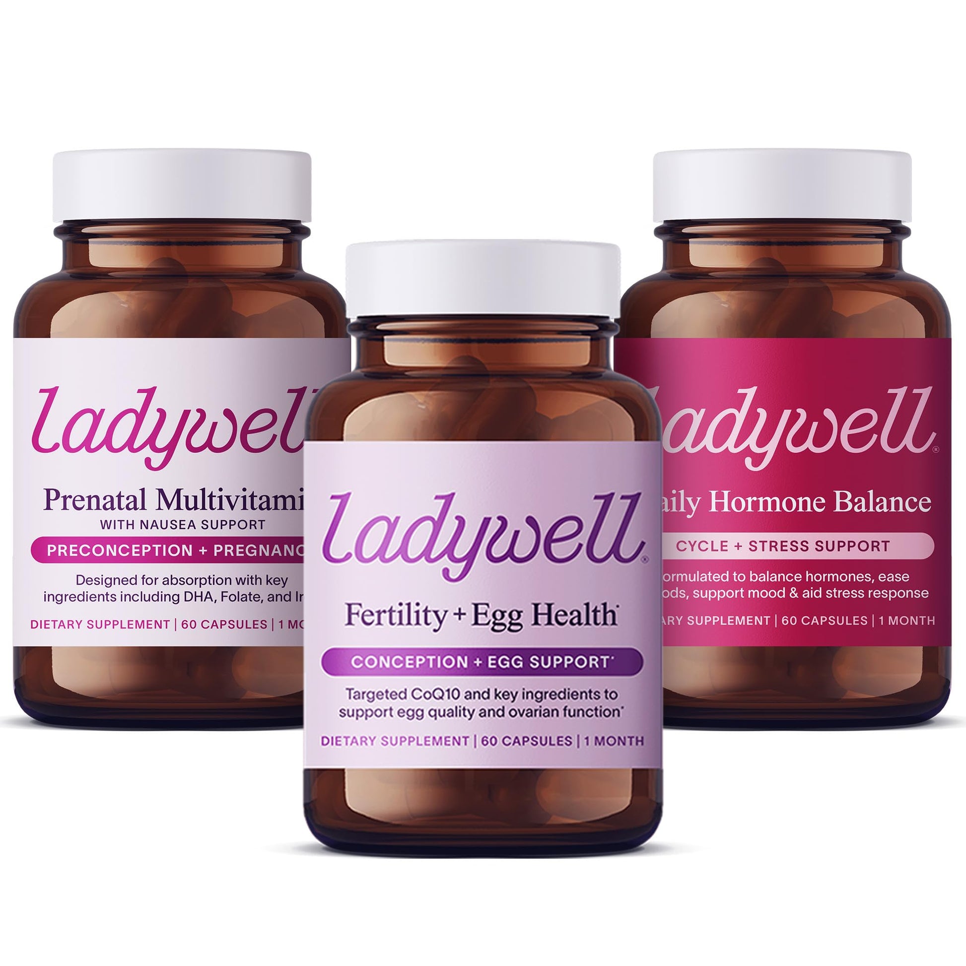 Multivitamínico prenatal Ladywell con soporte fertilidad - frasco