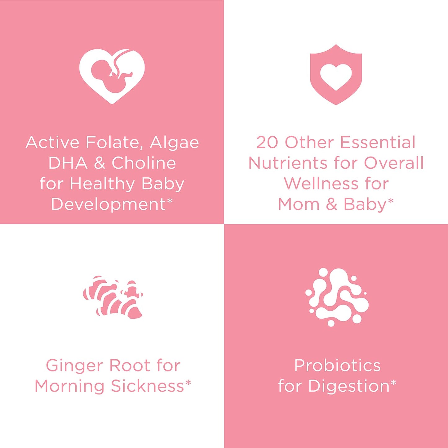 Multivitamínico prenatal con nutrientes esenciales para bebés