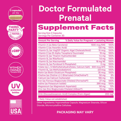 Multivitamínico prenatal Pink Stork para mujeres embarazadas