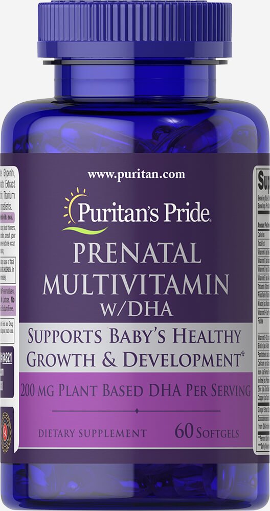 Multivitamínico prenatal Puritan's Pride con DHA y cápsulas blandas