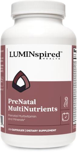 Multivitamínico prenatal vegano LUMINspired HEALTH 150 tabletas para mujeres