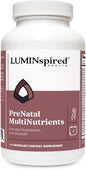 Multivitamínico prenatal vegano LUMINspired HEALTH 150 tabletas para mujeres