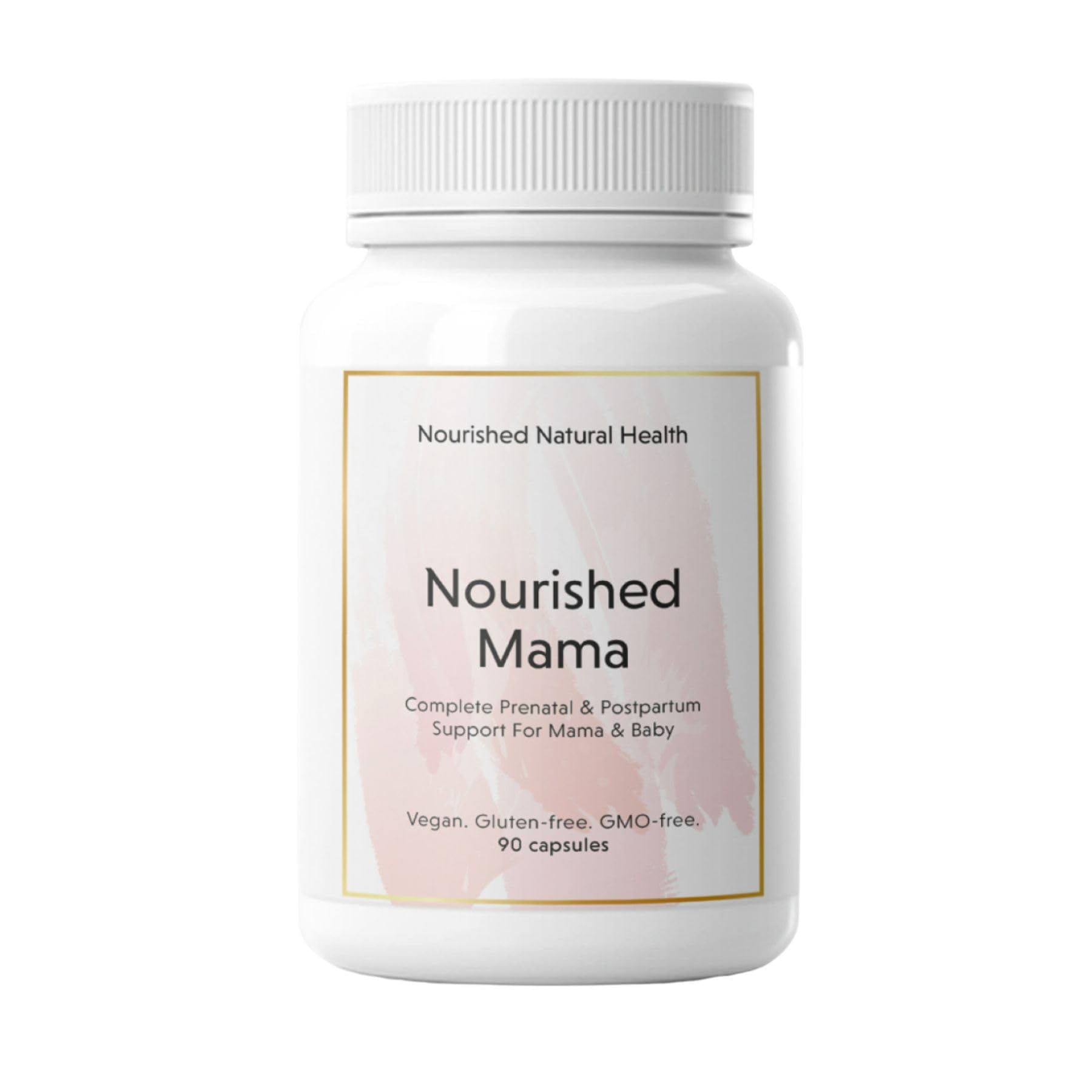 Multivitamínico prenatal vegano Nourished Mama frasco blanco 90 cápsulas