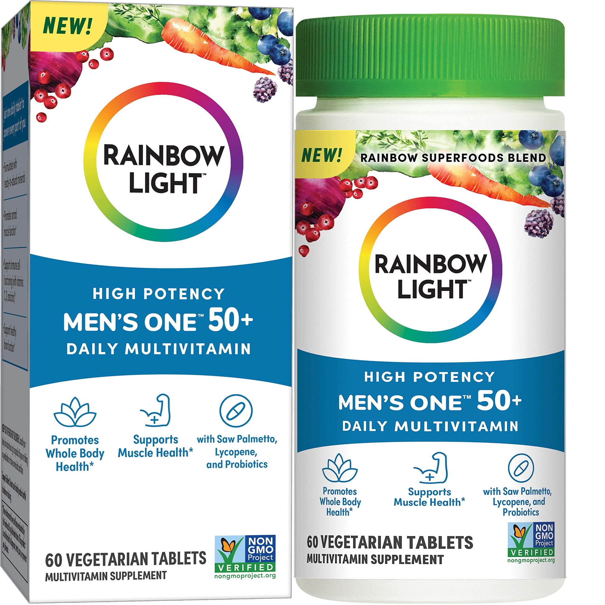 Envase multivitamínico Rainbow Light para hombres mayores de 50 años
