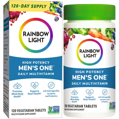 Tabla nutricional de multivitamínico Rainbow Light para hombres