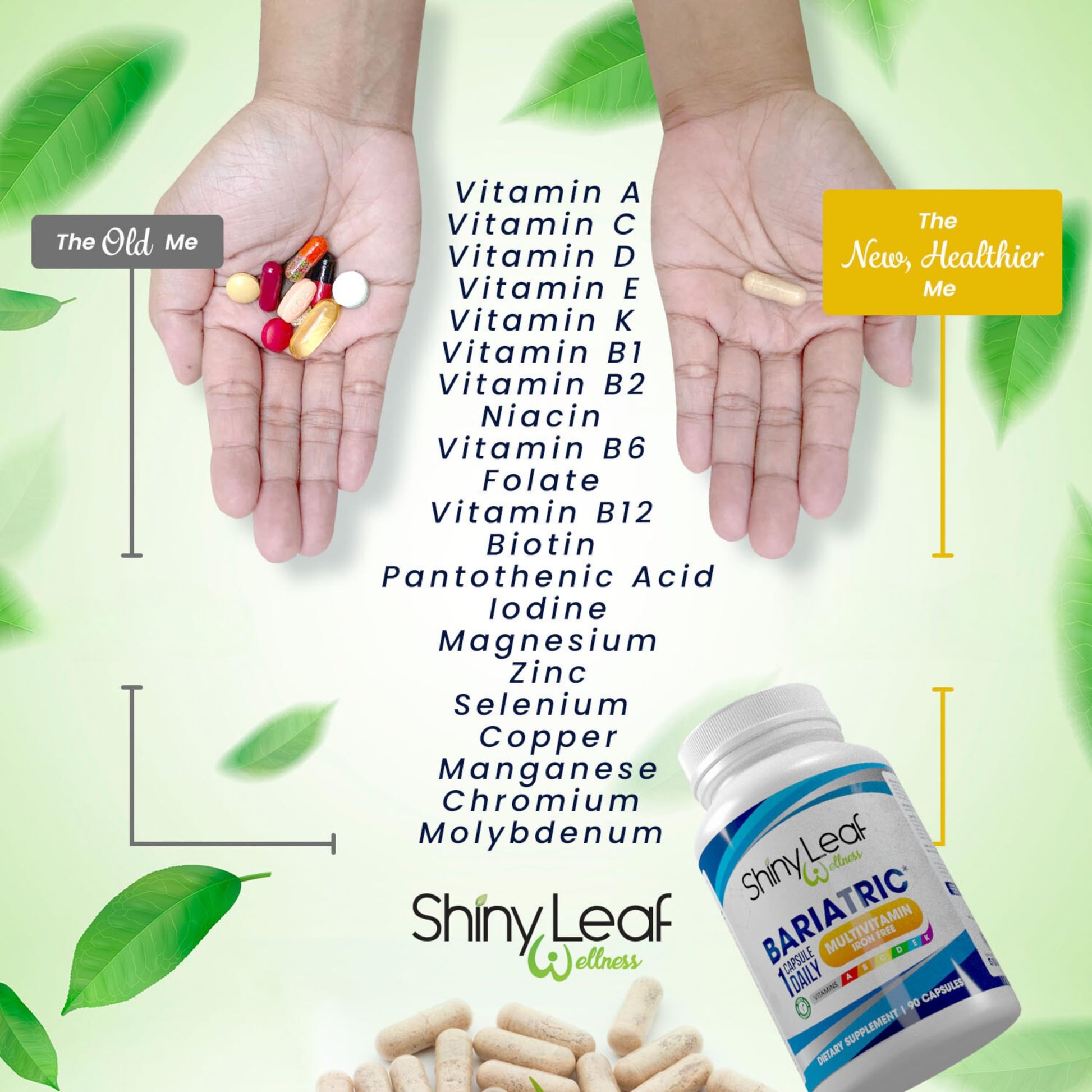Multivitamínico shiny leaf probado y fabricado en EE.UU.