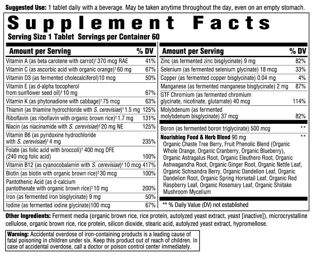 Suplemento multivitamínico sin alérgenos alimenticios