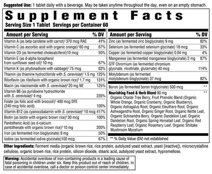 Suplemento multivitamínico sin alérgenos alimenticios