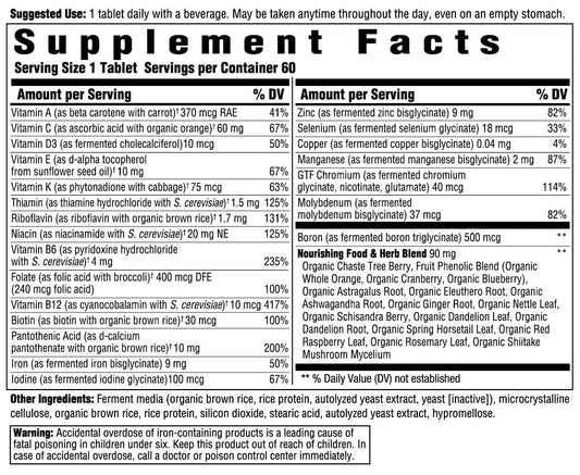 Suplemento multivitamínico sin alérgenos alimenticios
