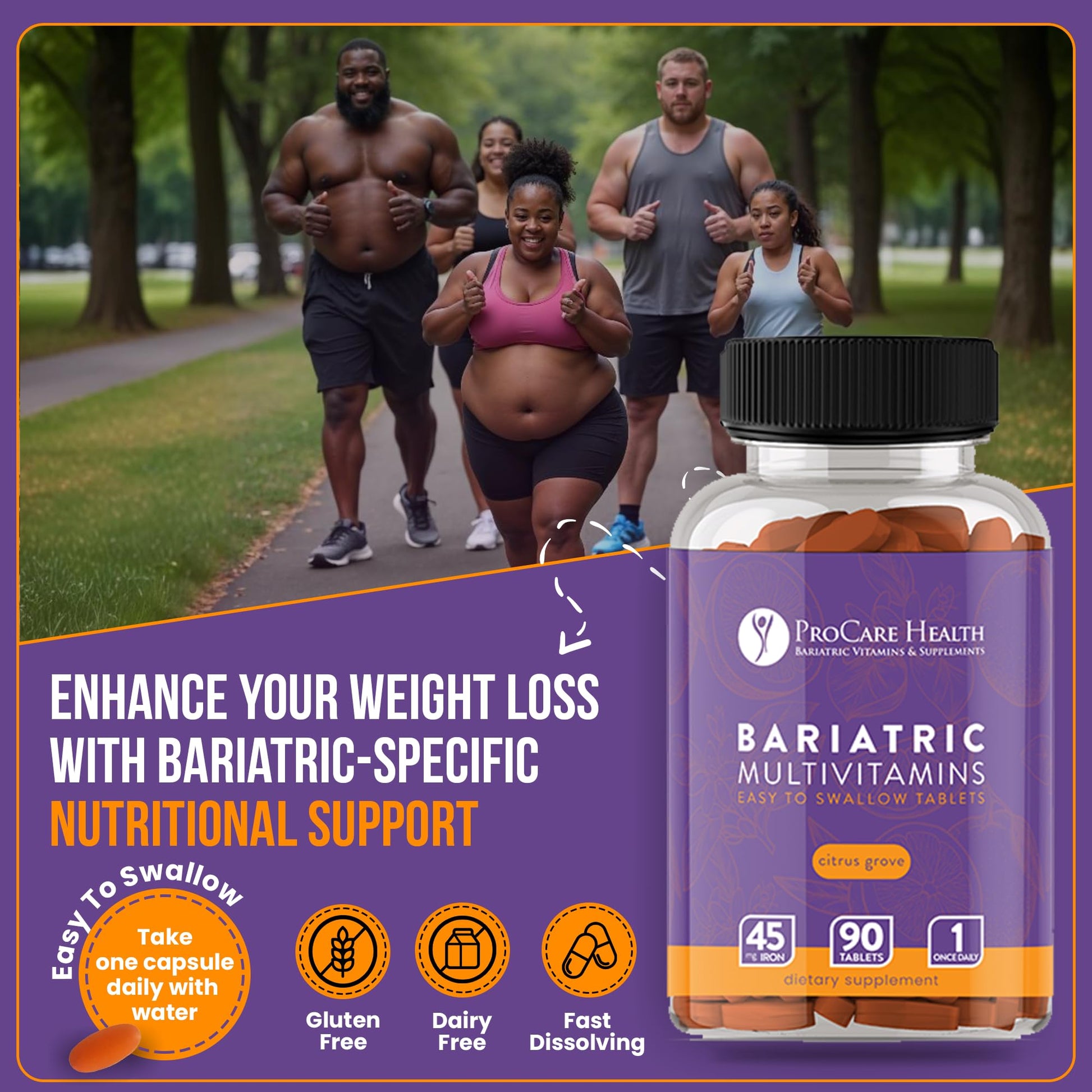 Multivitamínico bariátrico para soporte post cirugía.