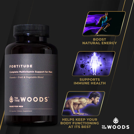 Multivitamínico To The Woods con imágenes de apoyo y descripción de beneficios.