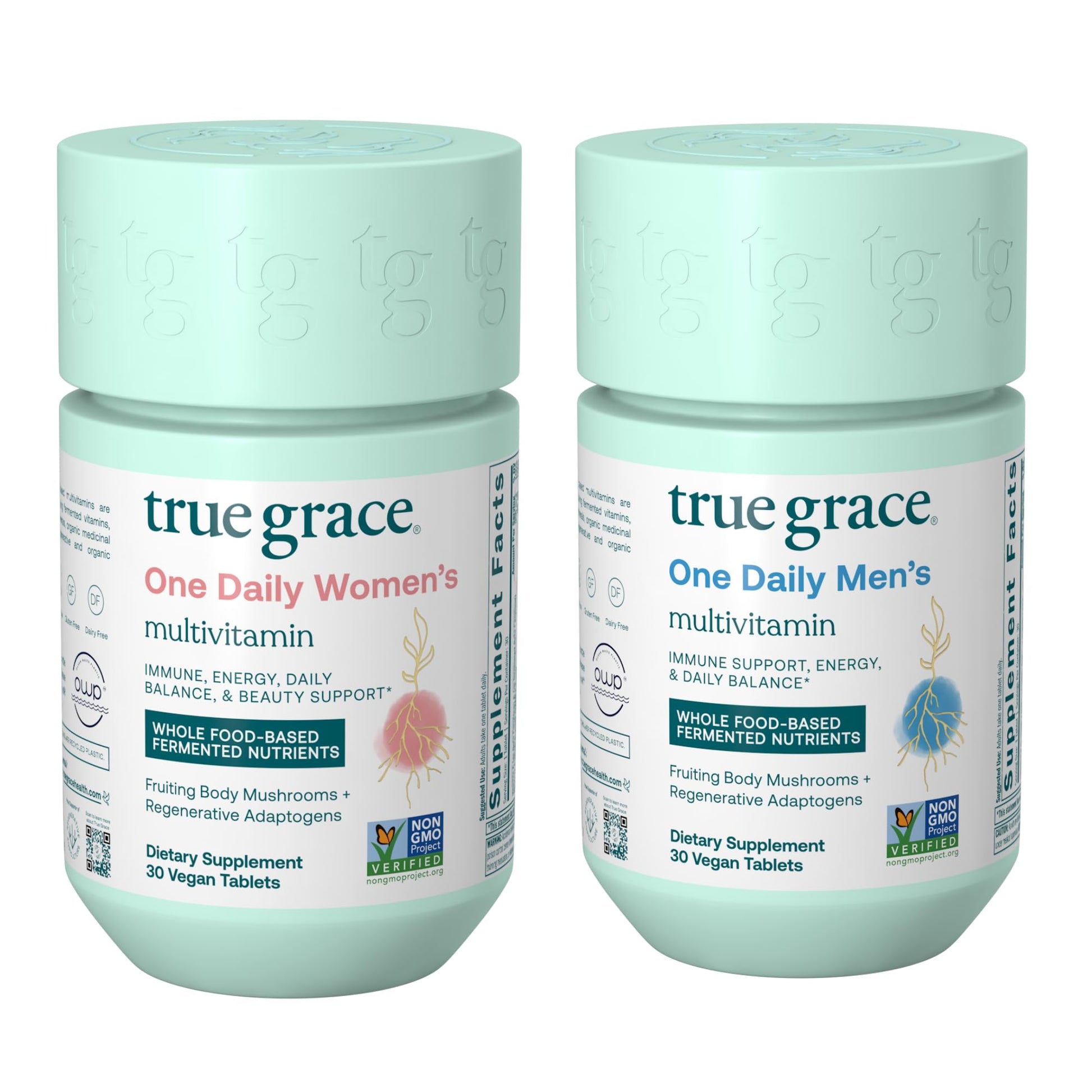 Envases de multivitamínico True Grace para hombres y mujeres