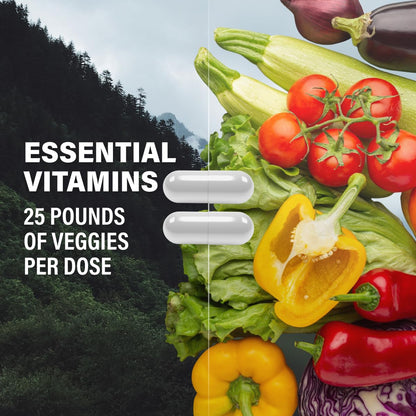 Vitaminas esenciales del multivitamínico comparadas con verduras