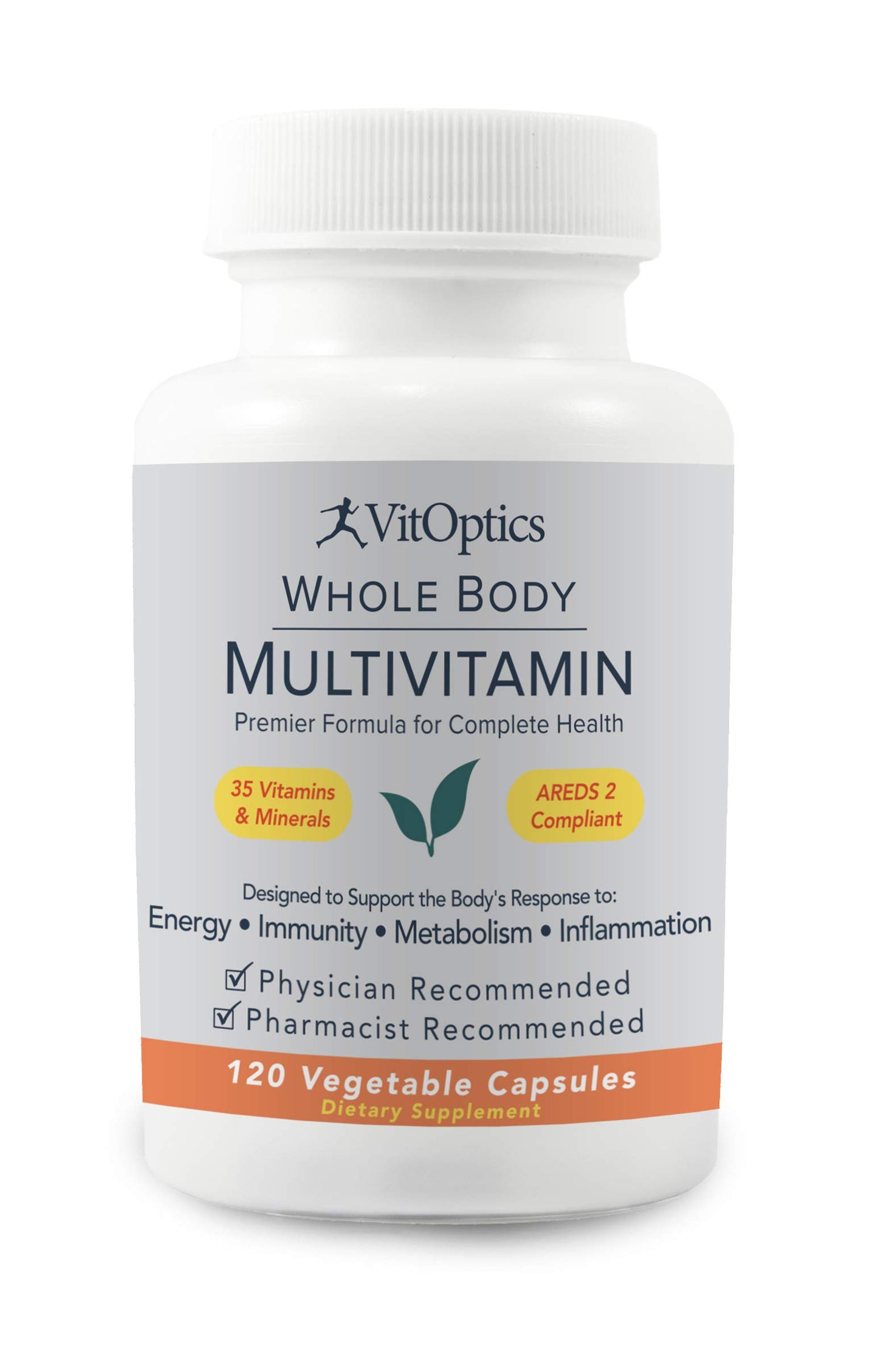 Botella de multivitamínico VitOptics para salud total