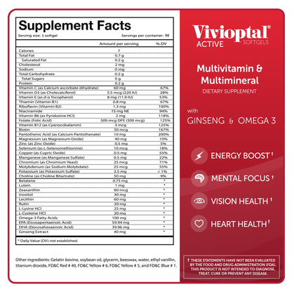 Multivitamínico Vivioptal Softgels, 90 unidades