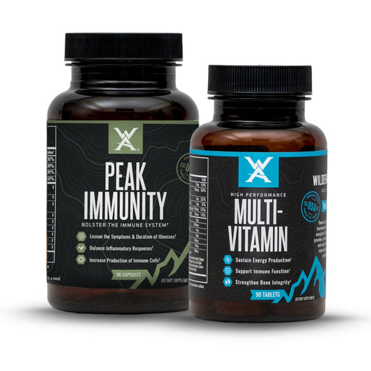 Frasco de multivitamínico Wilderness Athlete para apoyo inmunitario