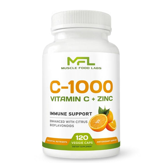 Muscle Food Labs vitamina C 1000mg zinc 25mg capsulas vegetarianas