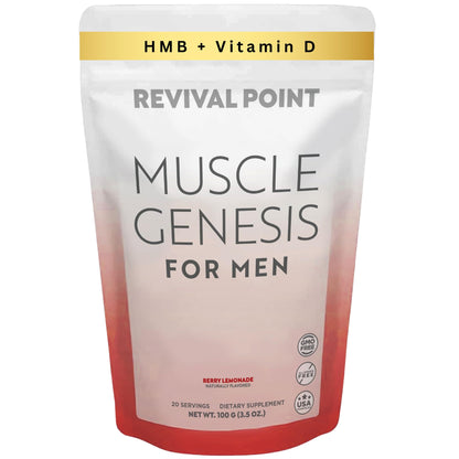 Muscle Genesis suplemento HMB vitamina D3 envase frontal
