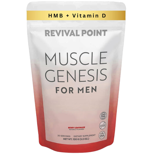Muscle Genesis suplemento HMB vitamina D3 envase frontal