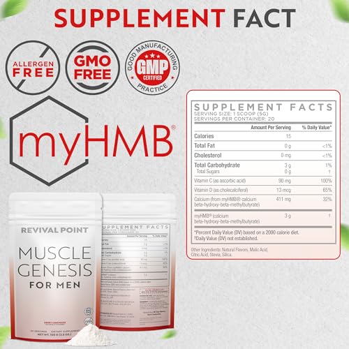 Muscle Genesis suplemento HMB vitamina D3 lado derecho