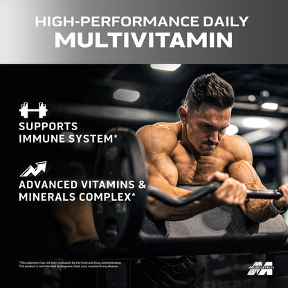 Muscletech multivitaminas con enfoque en el apoyo inmunológico.