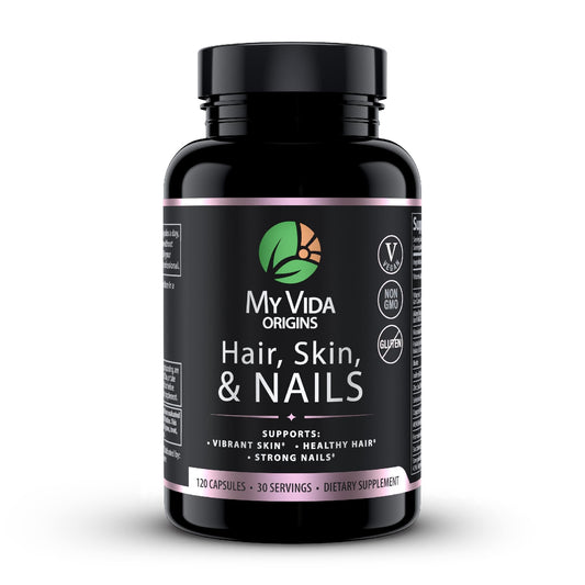 My Vida Origins suplemento vegano para cabello piel y uñas