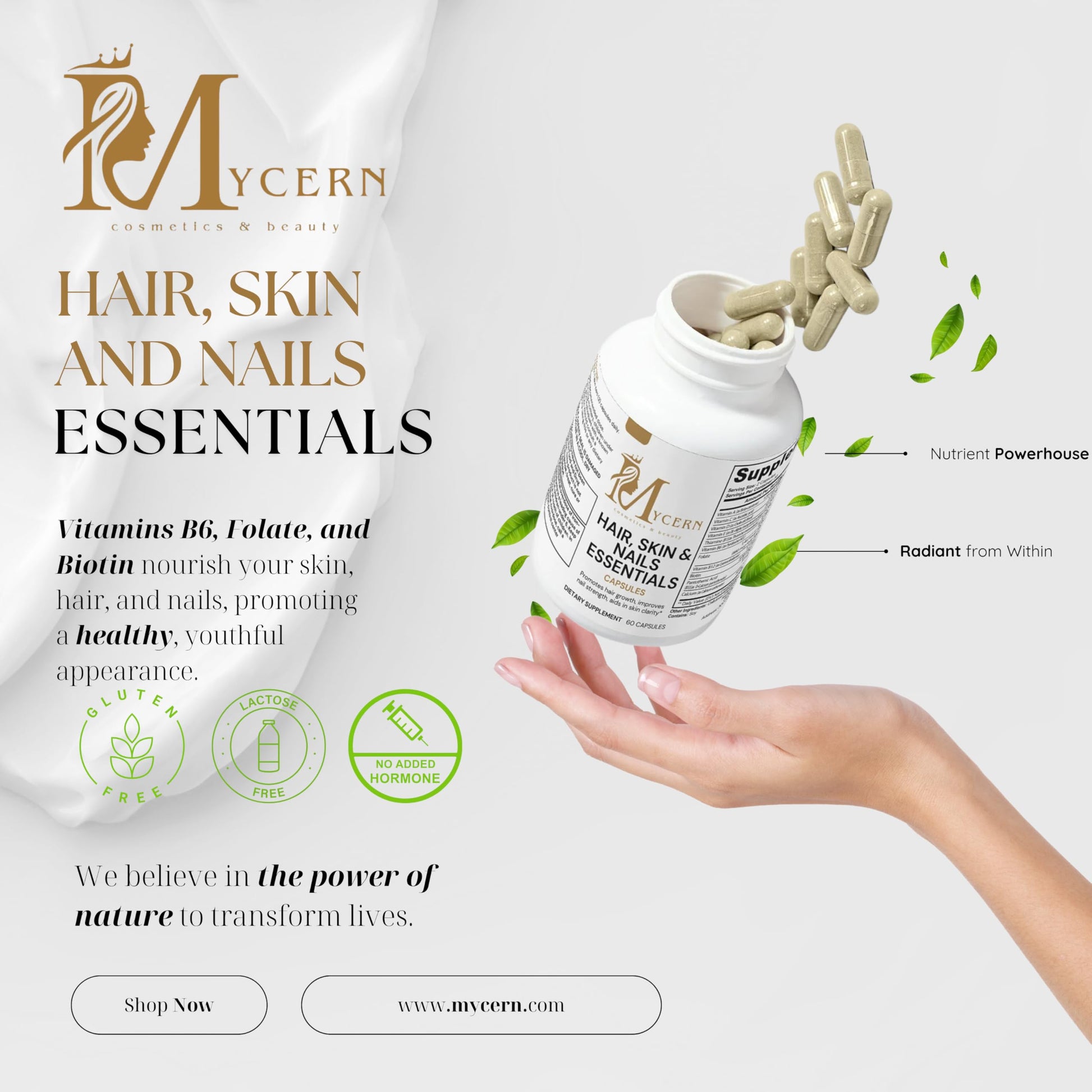 Cápsulas vegetales Mycern para fortalecer uñas y cabello