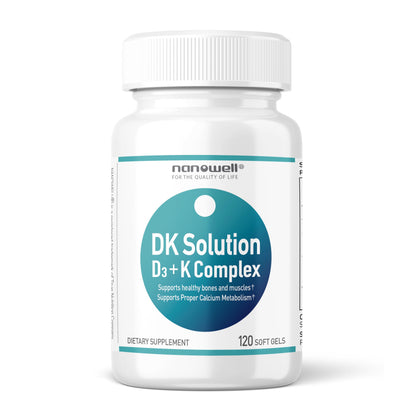 NANOWELL DK Solution Vitamina D3 2000 UI y Complejo K botella frontal