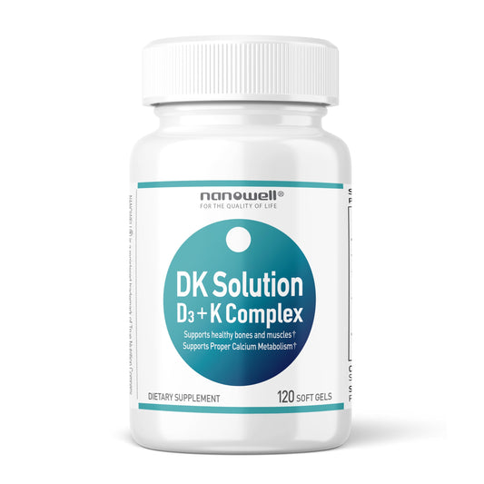 NANOWELL DK Solution Vitamina D3 2000 UI y Complejo K botella frontal