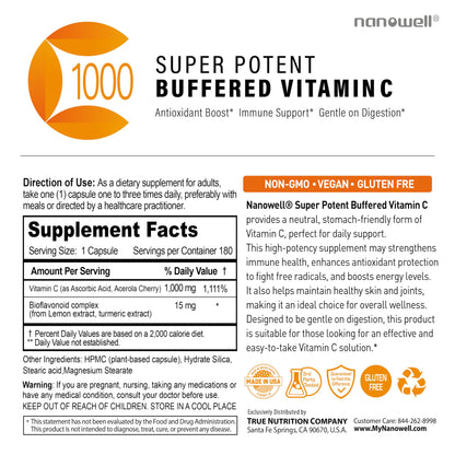 Vitamina c amortiguada NANOWELL sin gluten y con complejo bioflavonoides