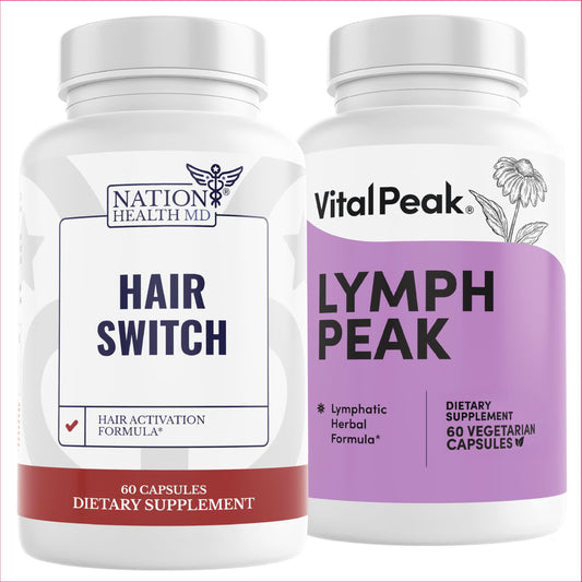 Paquete Nation Health MD Hair Switch y Vital Peak Lymph Peak