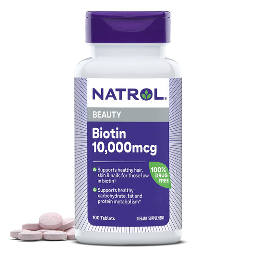 Frasco Natrol Beauty Biotin 100 tabletas para belleza